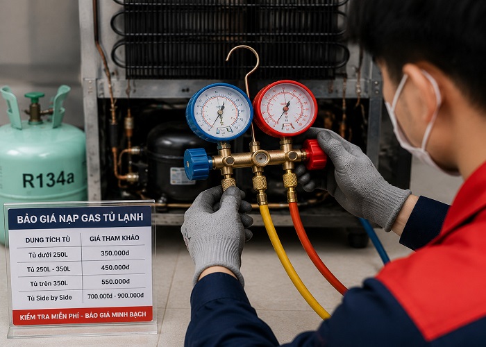 Nạp gas tủ lạnh tại nhà Hà Nội báo giá minh bạch