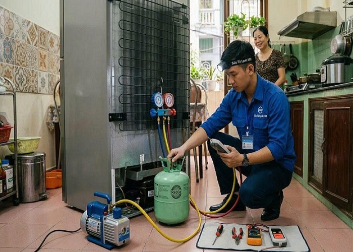 Thợ kiểm tra tủ lạnh không lạnh tại nhà Hà Nội