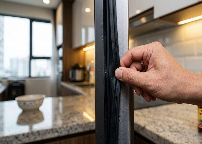 ron cửa tủ lạnh hở gây đọng nước bên trong