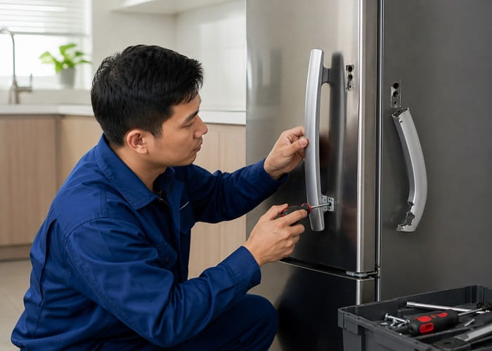 thay tay nắm cánh tủ lạnh bị gãy
