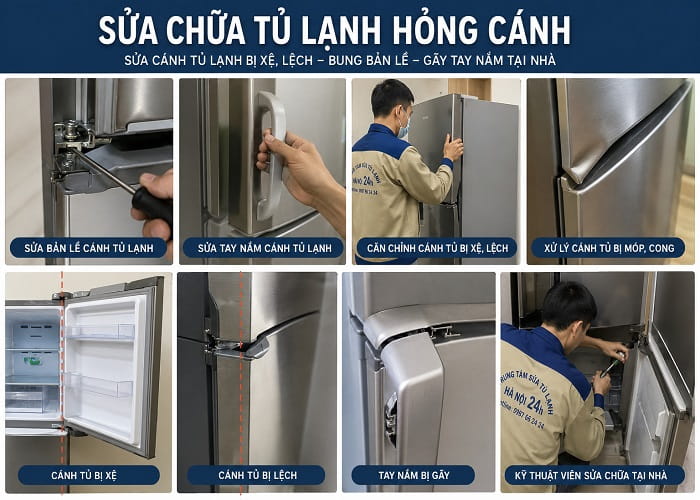 thợ sửa chữa tủ lạnh hỏng cánh tại nhà Hà Nội