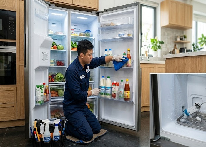 vệ sinh ngăn mát tủ lạnh khắc phục chảy nước